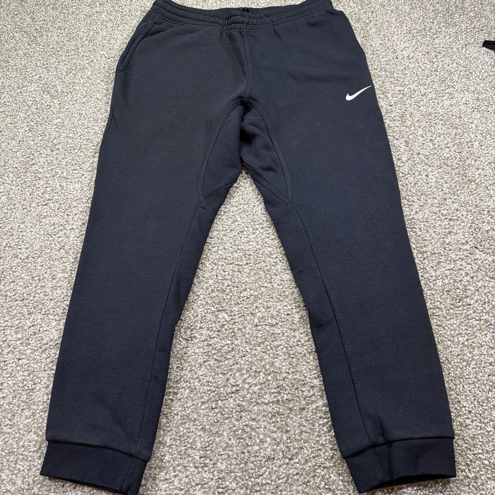 Y2K Nike Black Sweatpants Open Hem Size Large 32/28 Essentials Sportswear
